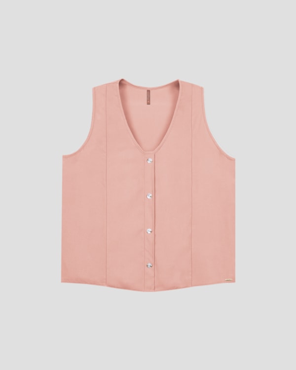Regata Plus Size em Viscose com Decote V Cereja Rosa Rosê