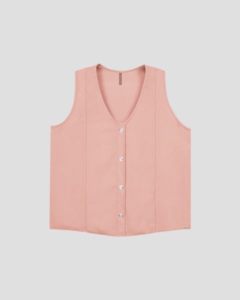 Regata Plus Size em Viscose com Decote V Cereja Rosa Rosê