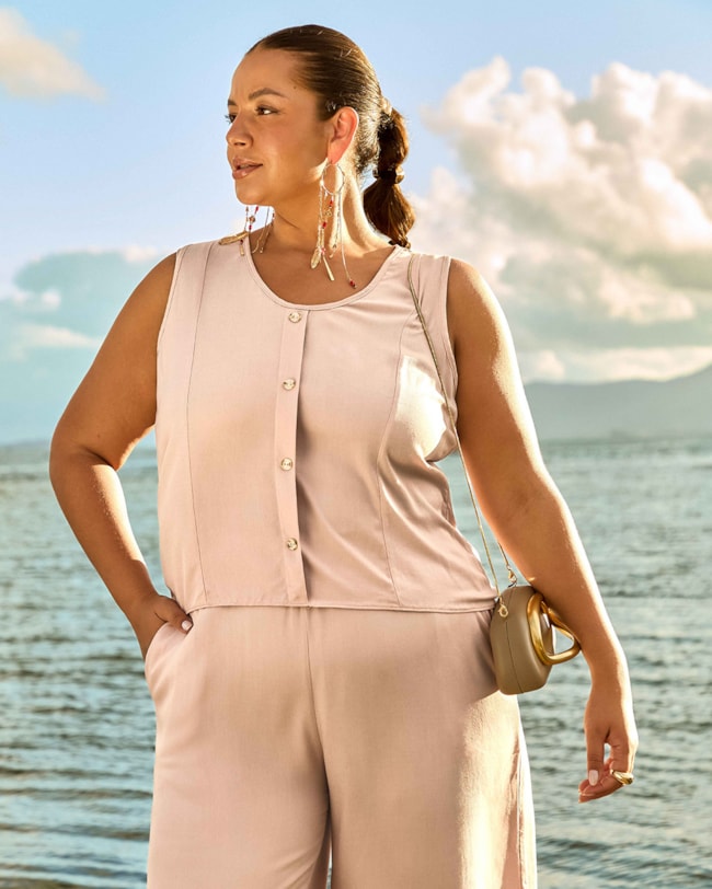 Regata Plus Size em Viscose com Decote V Cereja Rosa Rosê-40370e0b-6ceb-4817-9a61-46e00aea5f19