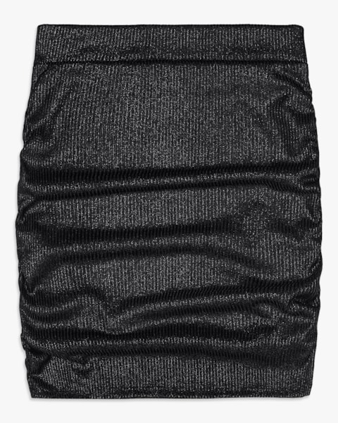 Saia Juvenil Canelada com Brilho e Franzido Lateral - BaseD - Preto