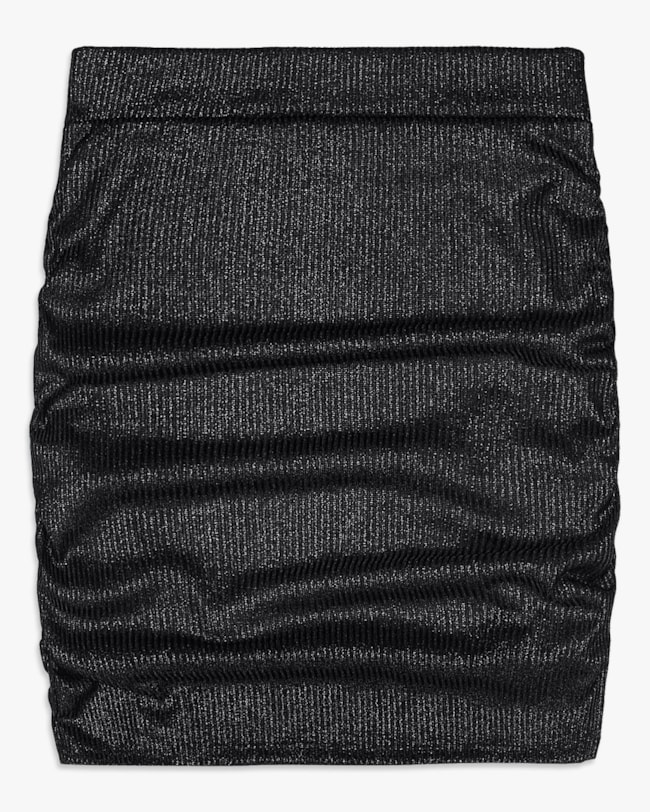 Saia Juvenil Canelada com Brilho e Franzido Lateral - BaseD - Preto-ee00eb52-a4a2-44ba-ac1f-ec493fd438b7