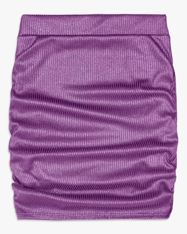 Saia Juvenil Canelada com Brilho e Franzido Lateral - BaseD - Roxo-286c988d-667f-4e4c-b404-0d9fecb78eeb