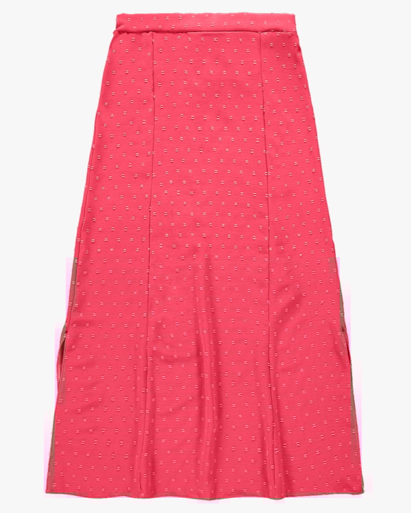Saia Longa em Jacquard com Abertura Lateral - Cereja Rosa -Rosa