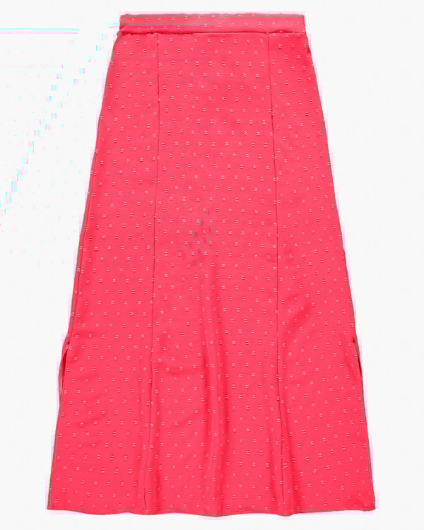 Saia Longa em Jadquard com Abertura Lateral - Cereja Rosa -Rosa