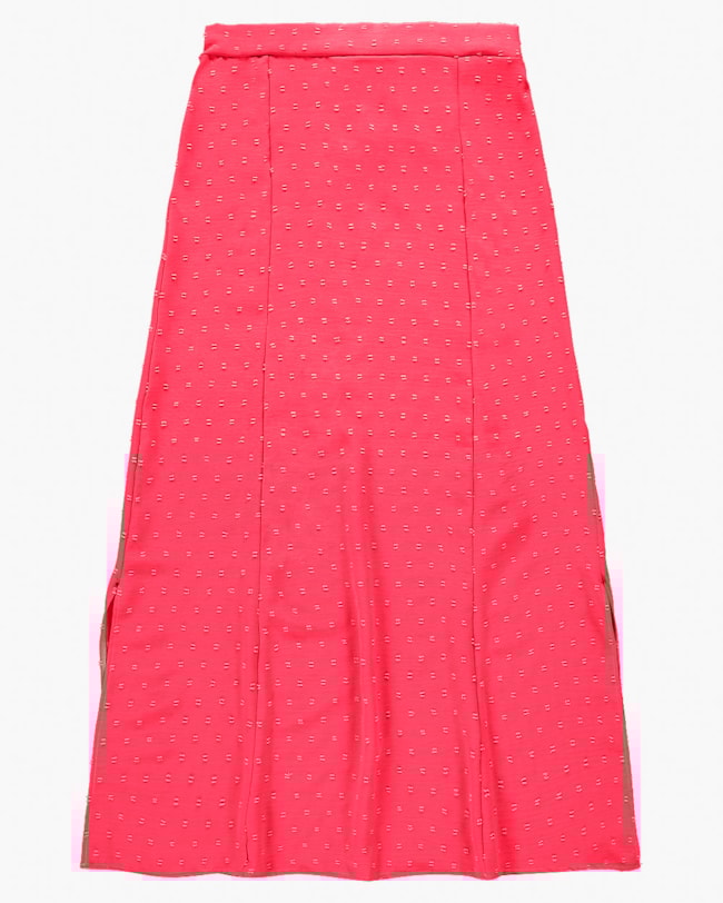 Saia Longa em Jadquard com Abertura Lateral - Cereja Rosa -Rosa-895755ab-dd1d-4807-95a8-078901e0c5b4