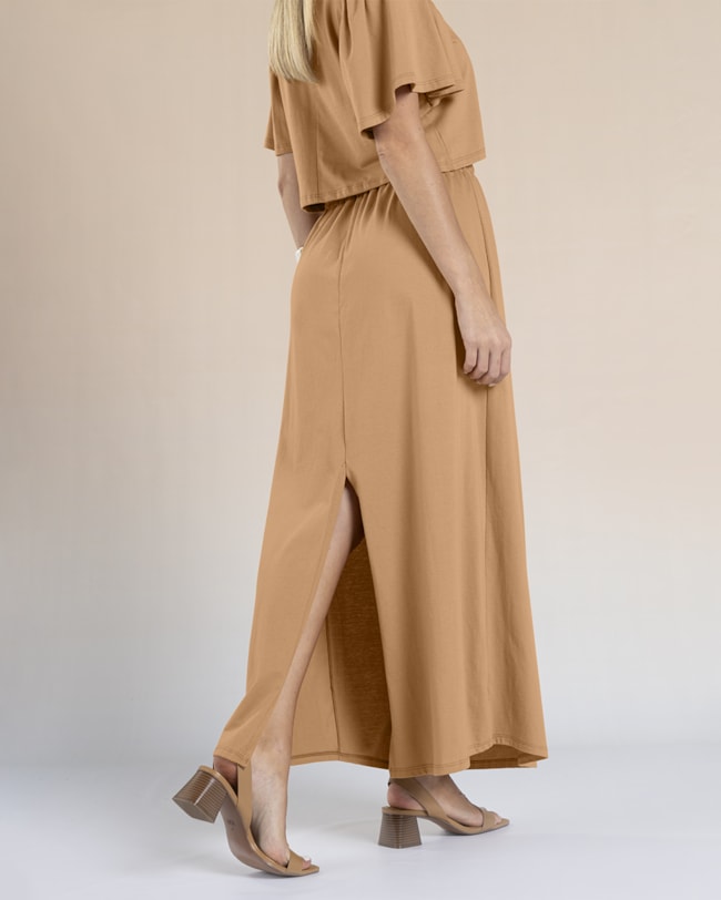 Saia Longa em Meia Malha- Cereja Rosa - Capim Dourado-f22c7bee-f672-47cd-a362-f43e6f52a299