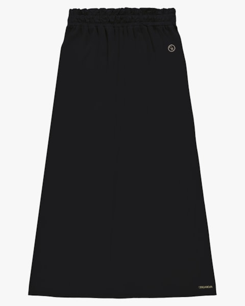 Saia Longa em Meia Malha- Cereja Rosa - Preto