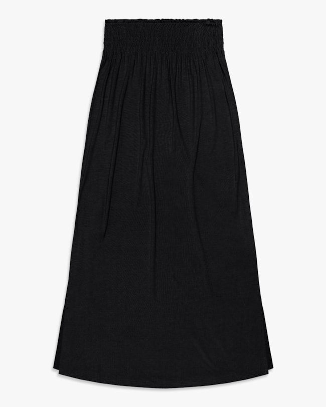 Saia Longa em Tricot Viscose com Fenda - Cereja Rosa - Preto-d30bb3bd-b3ca-4973-a409-9f5ed3f929e5