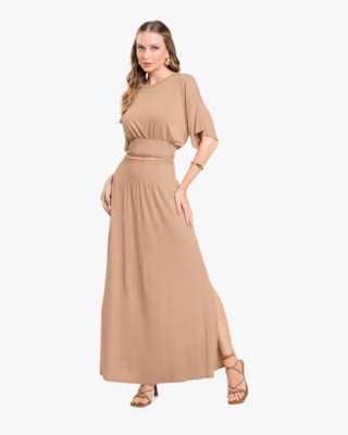 Saia Longa em Tricot Viscose com Fenda - Cereja Rosa - Toffee-G