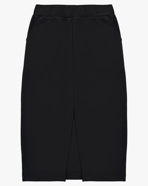 Saia Midi com Fenda em Compact Montaria - Cereja Rosa - Preto