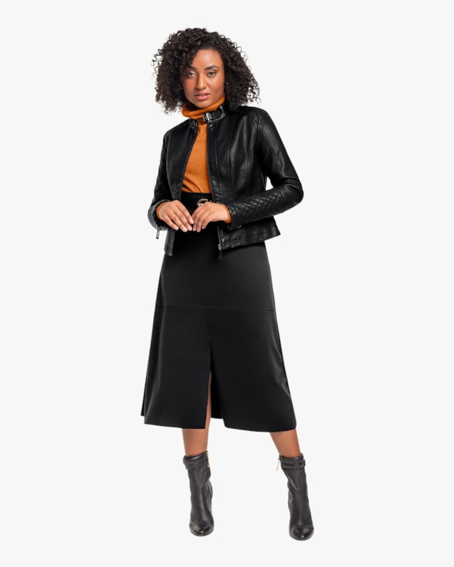 Saia Midi em Cirrê Peluciado Cereja Rosa Preto-172b60f9-c265-469c-9b36-c5ca71dc67e7