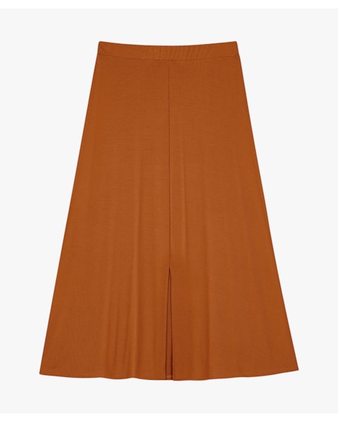 Saia Midi em Malha Crepe com Fenda Frontal - Cereja Rosa - Inca