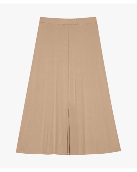 Saia Midi em Malha Crepe com Fenda Frontal - Cereja Rosa - Toffee