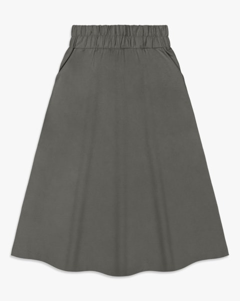 Saia Midi em Moletinho com Bolso - Cereja Rosa - Dark Gray