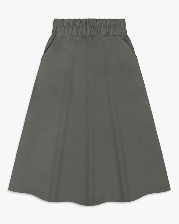 Saia Midi em Moletinho com Bolso - Cereja Rosa - Dark Gray-G
