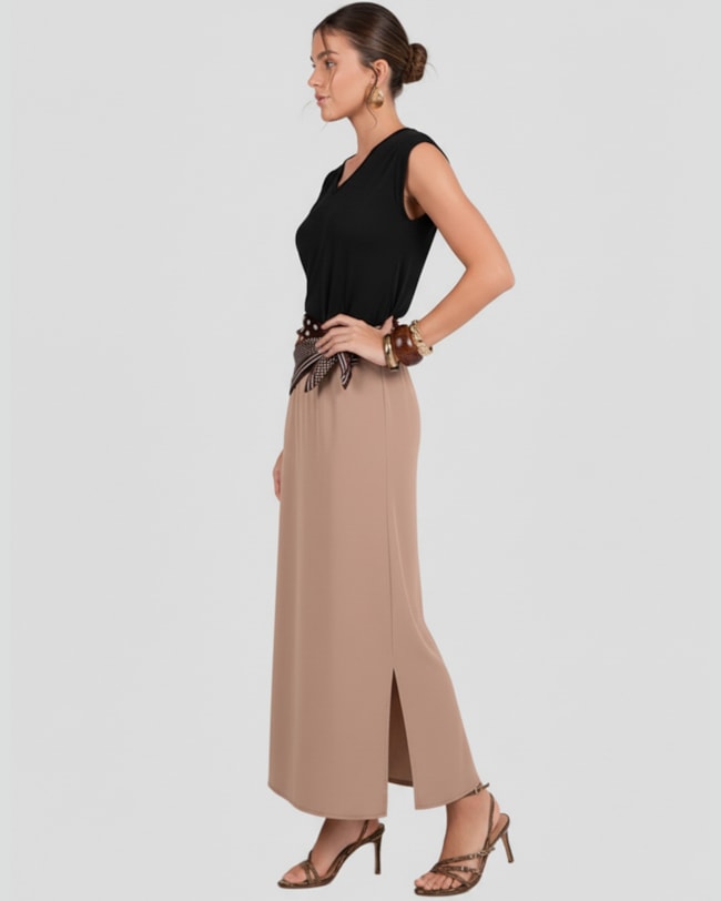 Saia Midi em Viscose com Fenda Lateral Cereja Rosa Marrom-0f3f2b7d-37b7-4007-ae32-067d3361304d