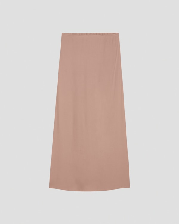 Saia Midi em Viscose com Fenda Lateral Cereja Rosa Marrom