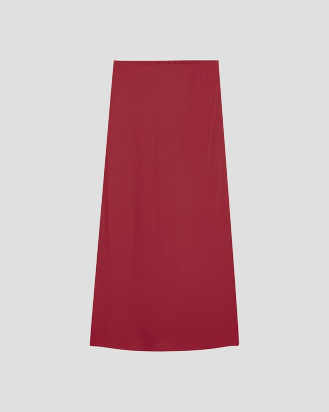 Saia Midi em Viscose com Fenda Lateral Cereja Rosa Vermelho-b6b7df81-d31d-4b68-aa90-c240baf4578b