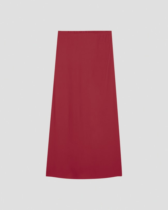 Saia Midi em Viscose com Fenda Lateral Cereja Rosa Vermelho-63629668-8fb2-4379-a22c-f70bafb5de2a