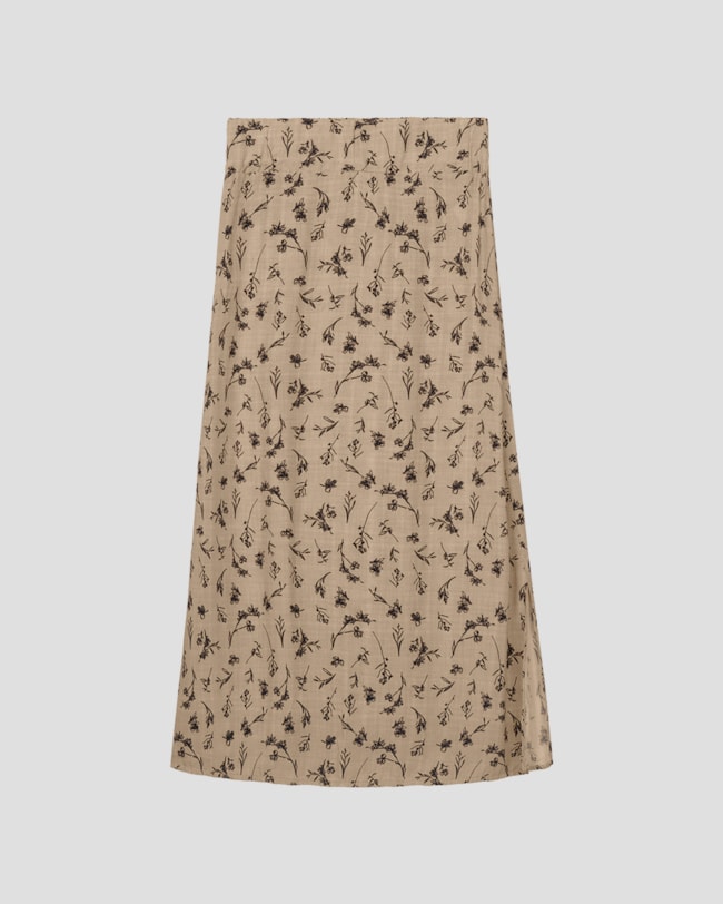 Saia Midi em Viscose Estampada com Abertura Cereja Rosa Bege-b48b3f66-b49e-4d80-a947-bf5ecff16bd6