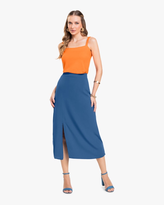 Saia Midi em Viscose Linho com Fenda - Cereja Rosa - Havana-G-fbb2f351-1c7c-4aab-ad60-dab3c41939e1