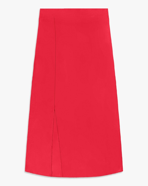 Saia Midi em Viscose Linho com Fenda - Cereja Rosa - Hibisco