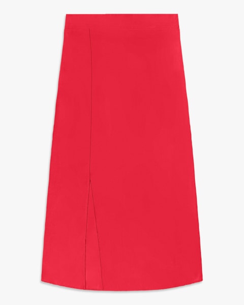 Saia Midi em Viscose Linho com Fenda - Cereja Rosa - Hibisco