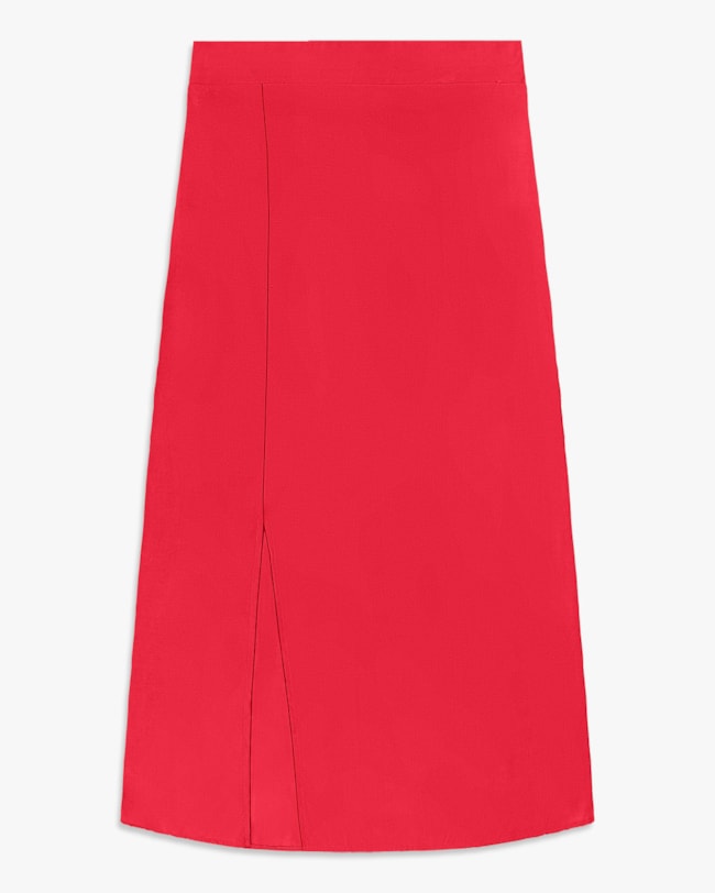 Saia Midi em Viscose Linho com Fenda - Cereja Rosa - Hibisco-G-74225697-98b7-40f1-b9a0-2a112466d24b