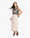 Saia Midi em Viscose Linho com Pregas - Cereja Rosa - Areia-G-f709641c-3e03-4c71-af04-3753f5d479ba