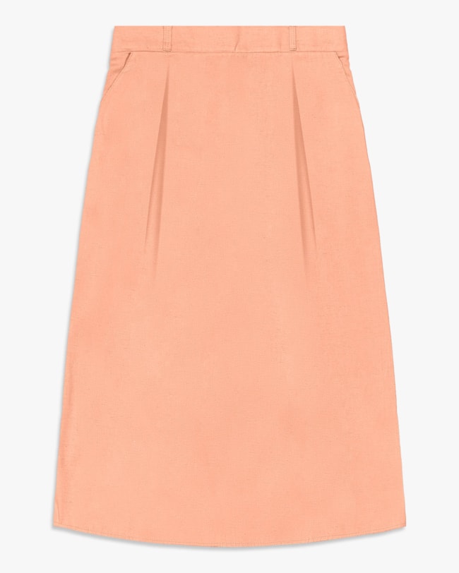 Saia Midi em Viscose Linho com Pregas - Cereja Rosa - Pêssego-6ae86940-2073-417a-bae5-8a5999c649b1