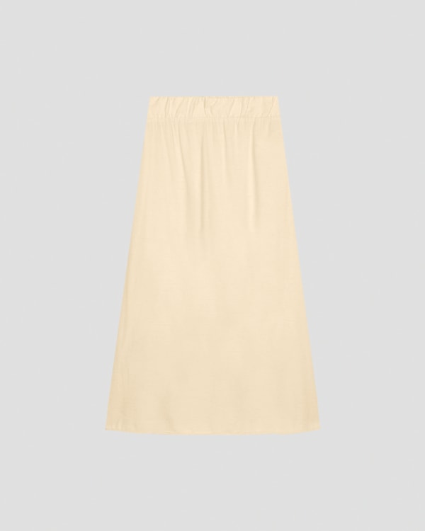 Saia Midi Feminina em Viscose Linho Cereja Rosa Bege