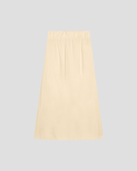 Saia Midi Feminina em Viscose Linho Cereja Rosa Bege