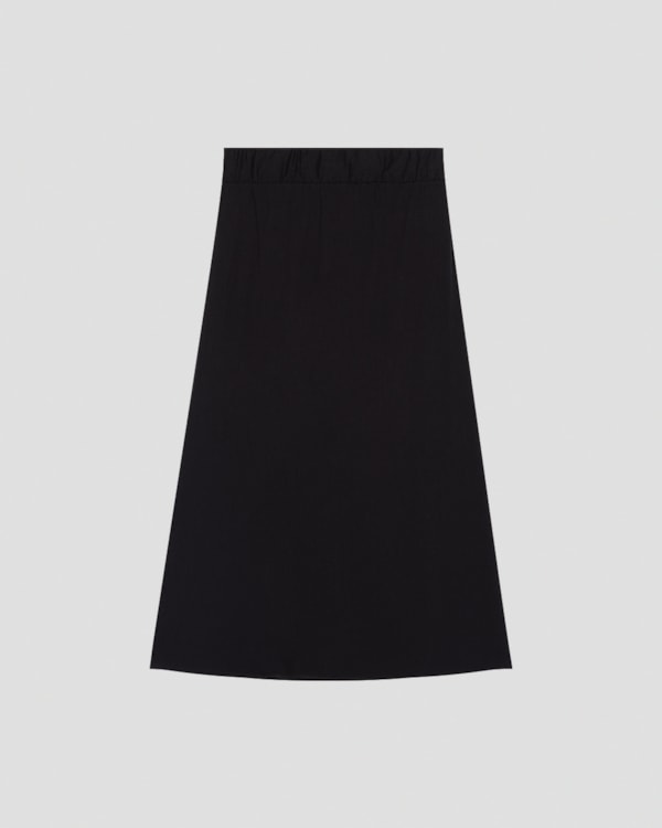 Saia Midi Feminina em Viscose Linho Cereja Rosa Preto