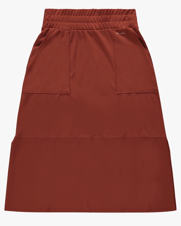 Saia Midi Plus Size em Compact Montaria - Cereja Rosa - Ferrugem P