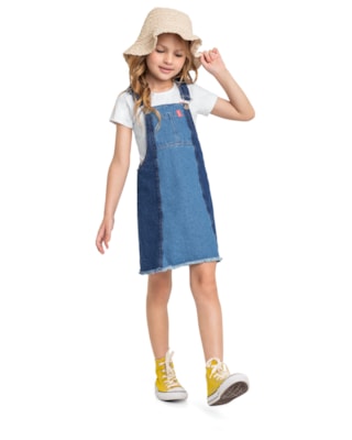 Salopete Infantil Jeans Menina Kely Kety