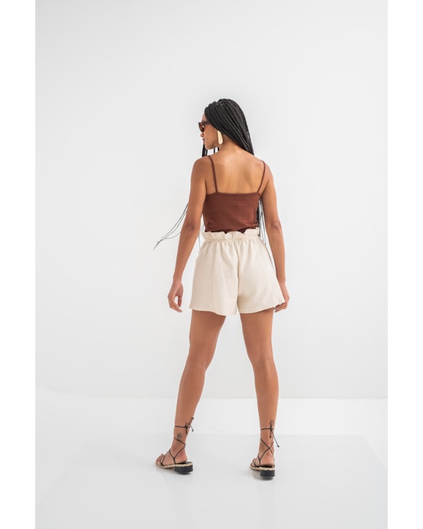 Short Feminino Cereja Rosa Moletinho Sarjado