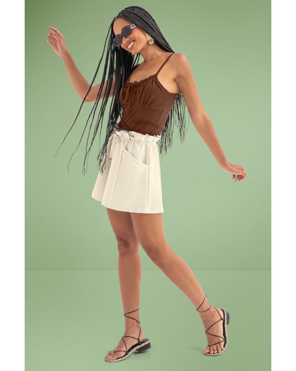 Short Feminino Cereja Rosa Moletinho Sarjado