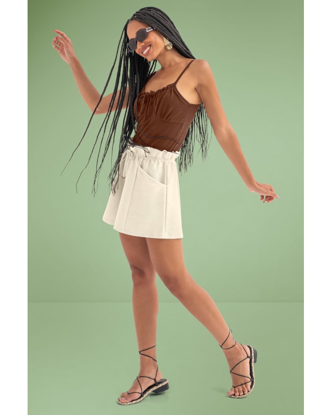 Short Feminino Cereja Rosa Moletinho Sarjado-031889e4-d295-4d13-8de9-f1a44d5b0a47