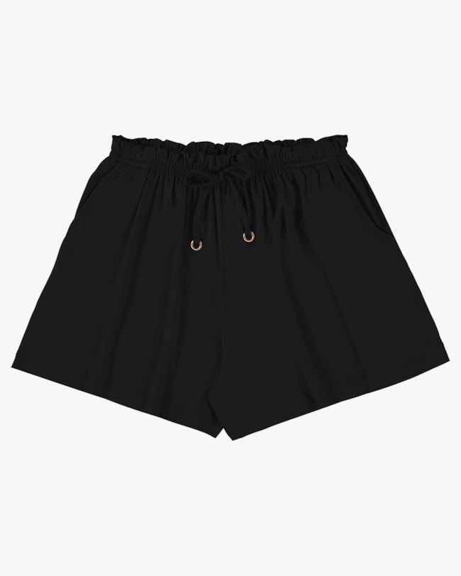 Shorts Básico Feminino em Viscose com Bolsos - Cereja Rosa - Preto-a71f5833-026f-41e4-a209-c0fb44741649