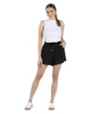 Shorts Básico Feminino em Viscose com Bolsos - Cereja Rosa - Preto-3605e74e-028a-4955-aa71-ddaba8f916fc