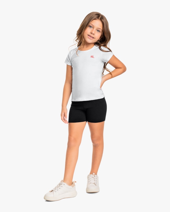Shorts Básico Infantil Feminino em Cotton - Kely Kety - Preto-672c72df-934f-4d22-93cc-e63d7a52b4f8
