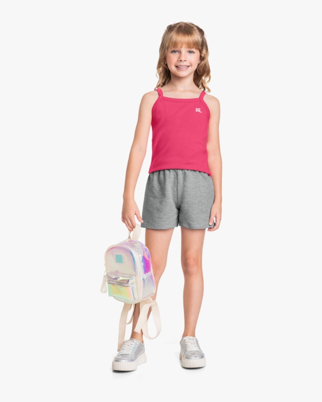 Shorts Básico Infantil Menina em Moletinho - Kely Kety - Mescla-bf70e68e-5553-4427-84e6-118a1290ba6f