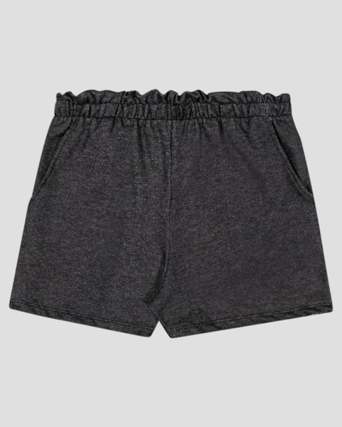 Shorts Básico Infantil Menina em Moletom Jeans Kely Kety Preto