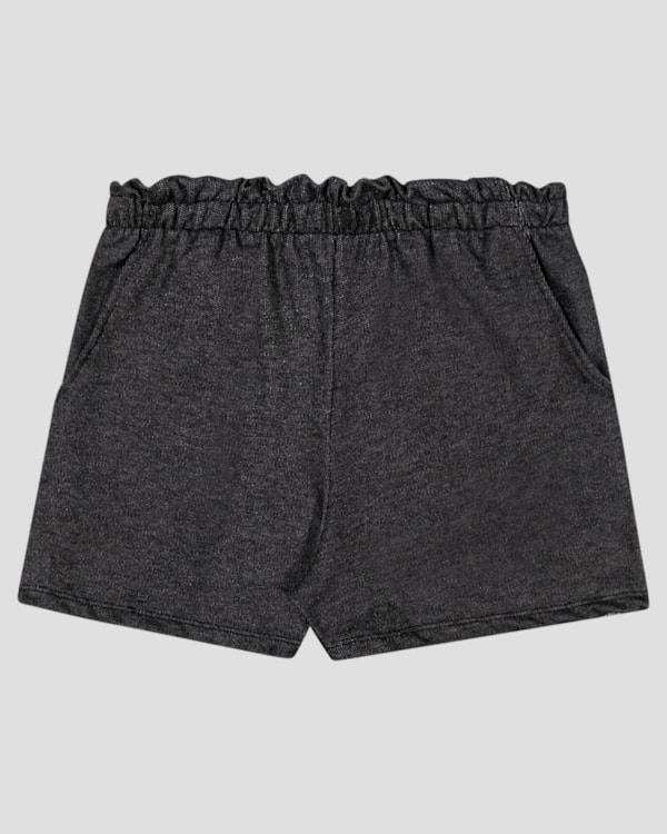 Shorts Básico Infantil Menina em Moletom Jeans Kely Kety Preto