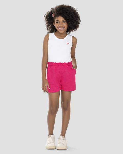 Shorts Básico Infantil Menina em Moletom Jeans Kely Kety Rosa