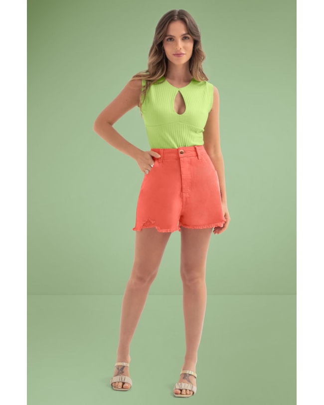 Shorts em Sarja com Barra Desfiada Cereja Rosa-d24fa61e-b3d8-4526-8d24-72c1ef542fdb