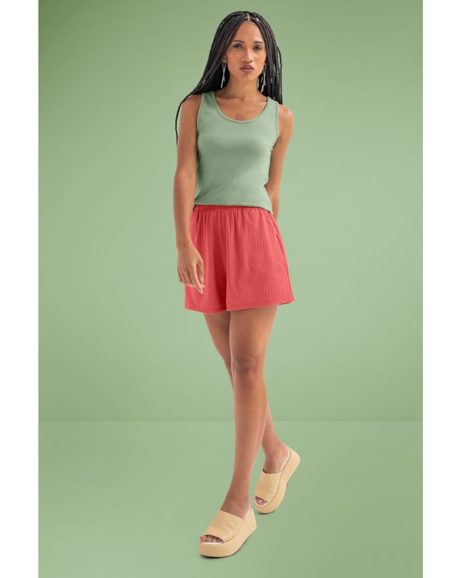 Shorts Feminino Canelado Cereja Rosa-e6922a94-e9a1-4462-956c-189bf1da0907