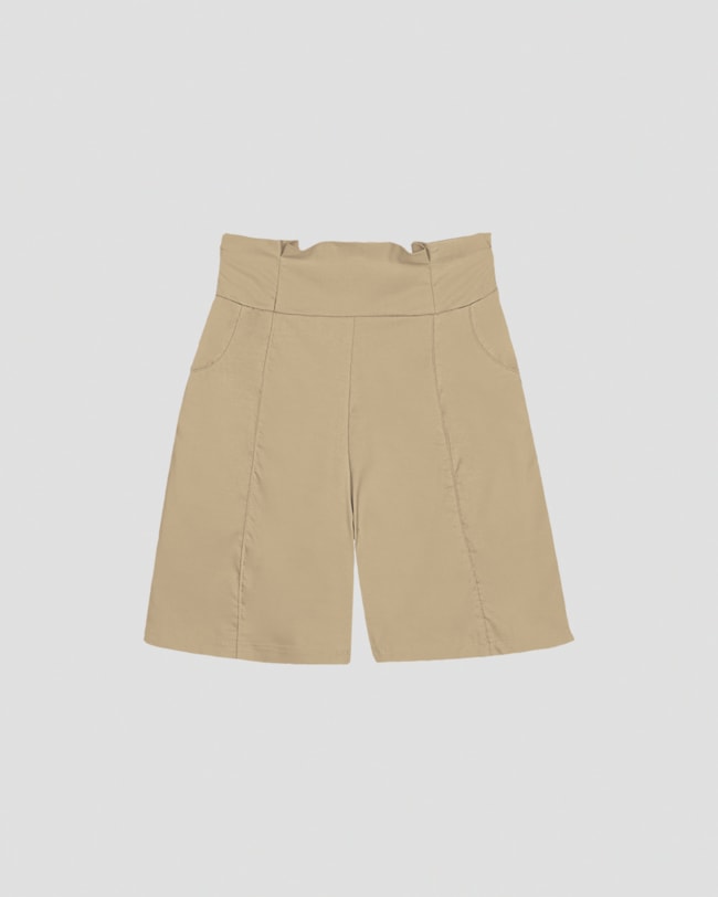 Shorts Feminino em Alfaiataria com Bolso Cereja Rosa Bege-9046dad3-040a-452f-ba73-239ce36be6cf
