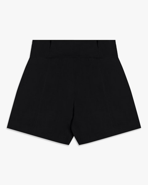 Shorts Feminino em Alfaiataria com Bolso - Cereja Rosa - Preto