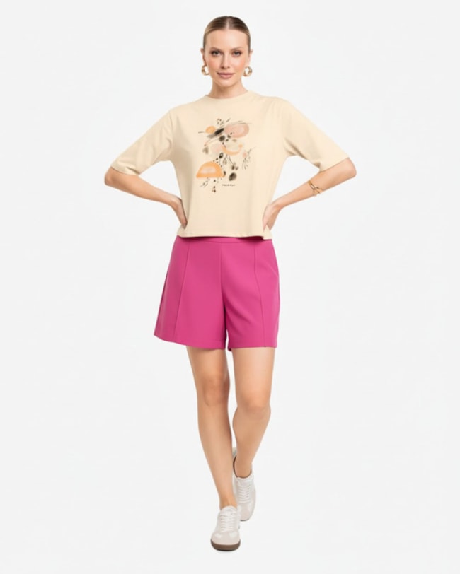 Shorts Feminino em Alfaiataria com Bolso - Cereja Rosa - Violet-001816b4-53cd-4316-b4d0-78f6d8e49986